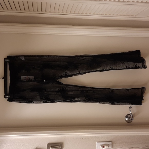 NWT, Miken Swim Black Palm Tree Crochet Cover-up Pants - Picture 5 of 13